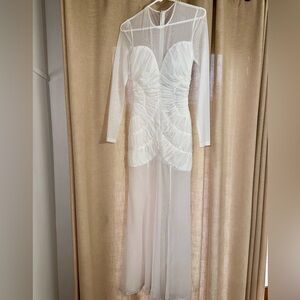 Anthropologie White Lace Gown